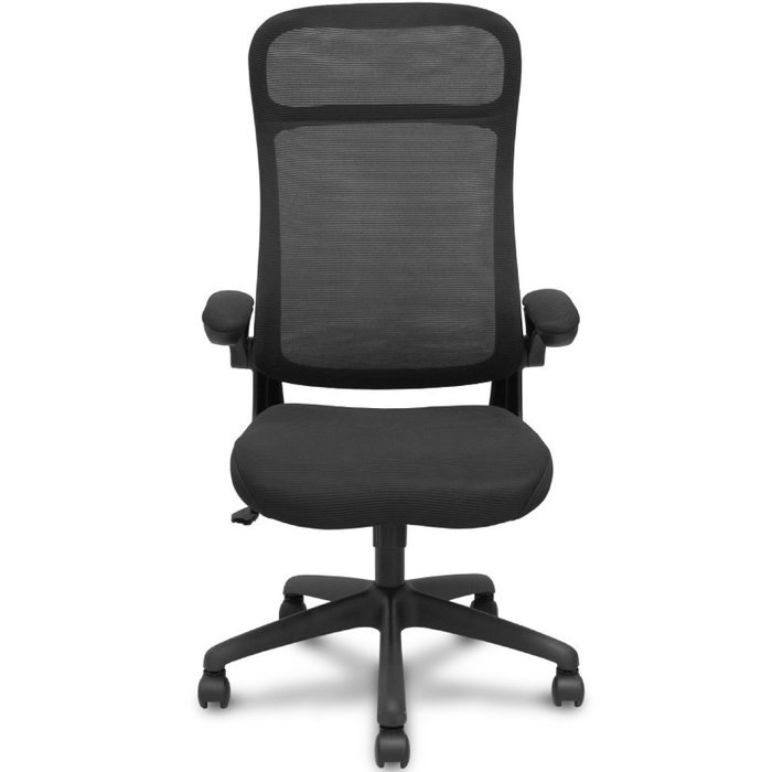 FORÖL Opti524 Silla de oficina con brazos abatibles y mecanismo basculante, Negro